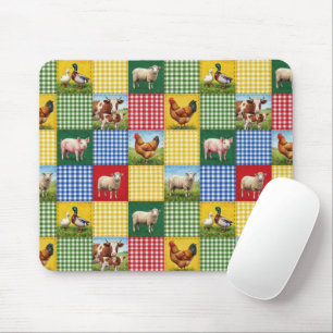 Mousepad Animais da Fazenda e Colcha de Retalhos Xadrez