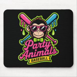 Mousepad Animais de festa de beisebol macaco engraçado slim