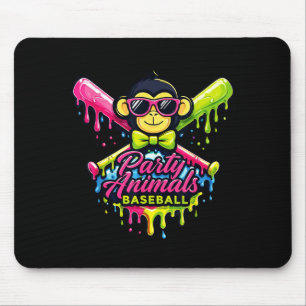 Mousepad Animais de festa macaco engraçado de beisebol