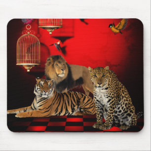 Mousepad Animais do Bocal Aves do Leão Leopardo-do-Tigre