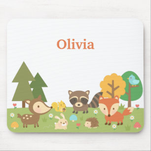 Mousepad Animais e Criaturas Fofos da Floresta Silvestre