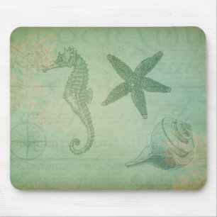 Mousepad Animais e Seashells do oceano do vintage