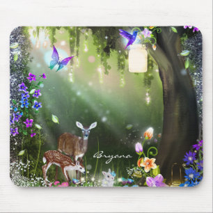 Mousepad Animais encantados da floresta de fantasia