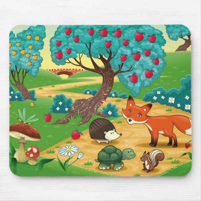 Mousepad Animais na madeira (Frente)