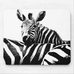 Mousepad Animais Pop de Arte Branca Negra Zebras Trendy Mod