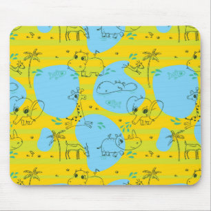 Mousepad Animais que jogam o fundo do teste padrão do beb