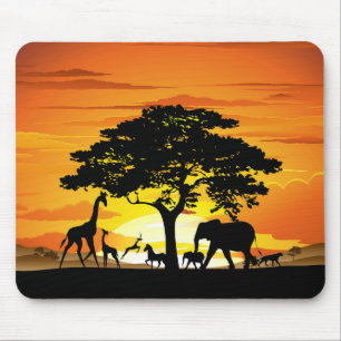 Mousepad Animais Selvagens no Sunset da savana africana