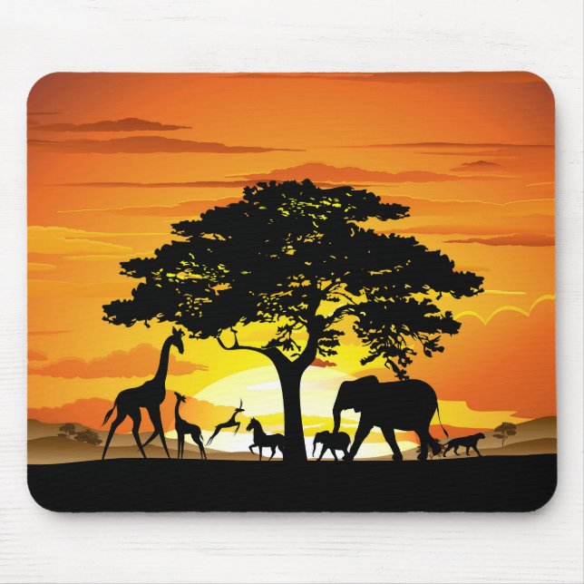 Mousepad Animais Selvagens no Sunset da savana africana (Frente)