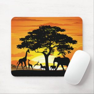 Mousepad Animais Selvagens no Sunset da savana africana