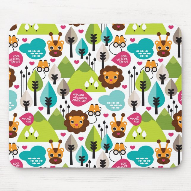 Mousepad animais selvagens retros do leão do safari dos (Frente)