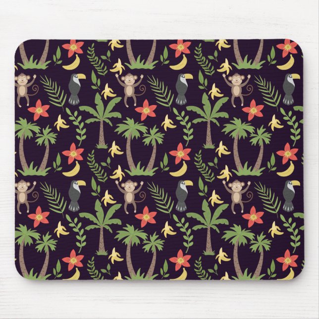 Mousepad Animais tropicais, sem descontinuidades, macacos e (Frente)