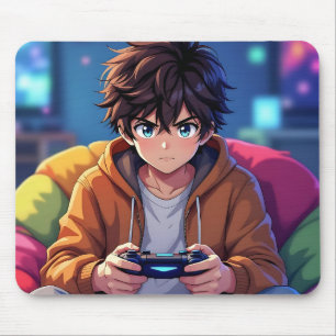 Mousepad Anime Boy jogando videogame