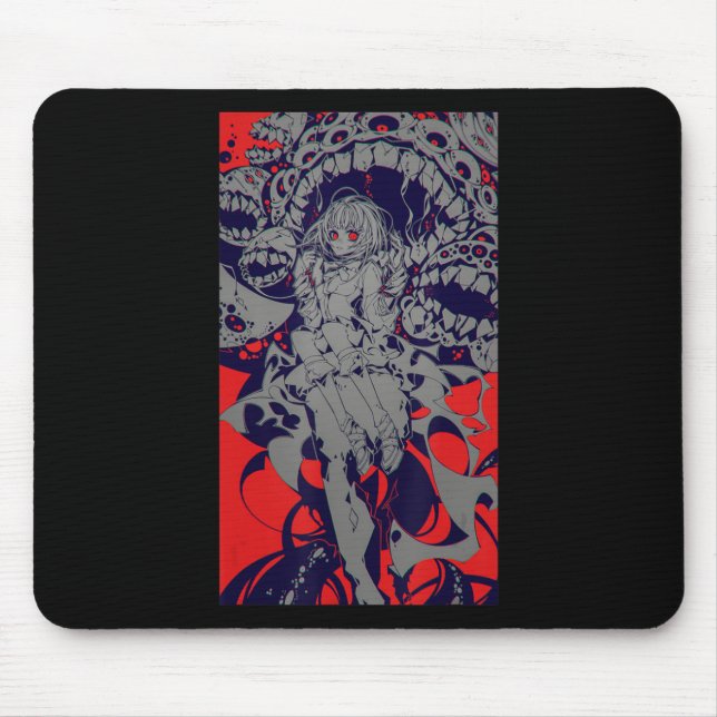 Mousepad Anime Horror Estética Assustadora Garota Assustado (Frente)