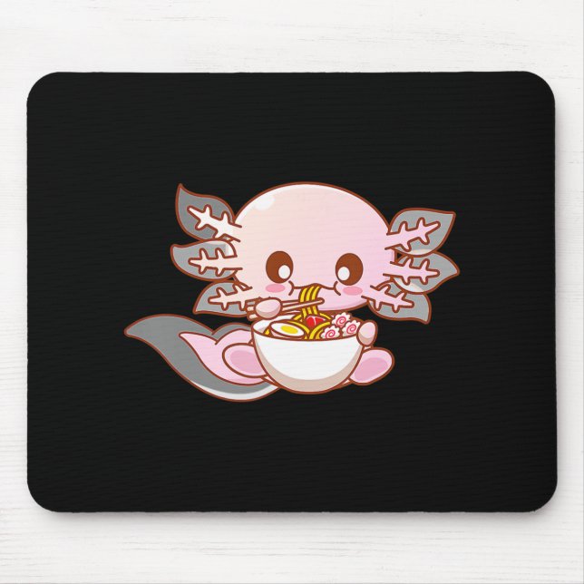 Mousepad Anime japonês Ramen Axolotl Kawaii Comida (Frente)