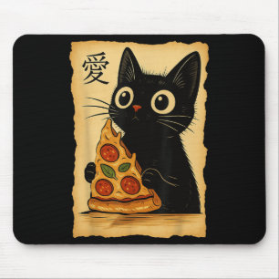 Mousepad Anime Kawaii Japonês Gata Pizza Aestética Cat Eati