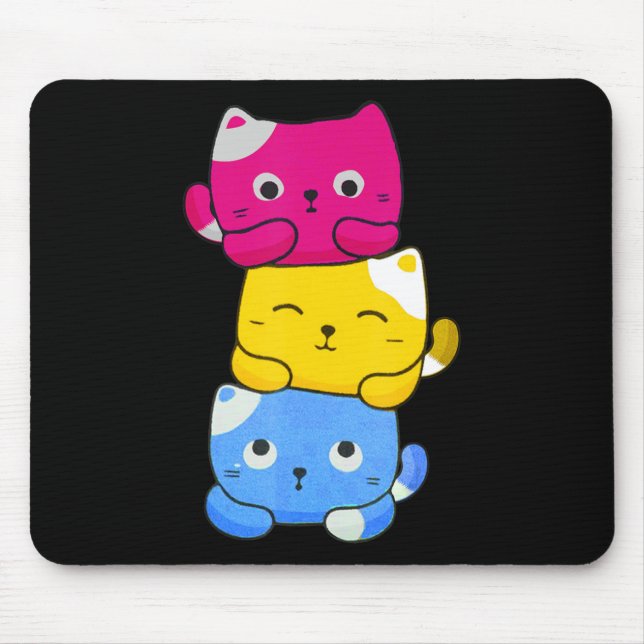 Mousepad Animes de Gato Kawaii, Pansexuais, Arte, Orgulho P (Frente)