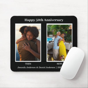Mousepad Aniversário da Colagem de Fotos em Preto e Branco 