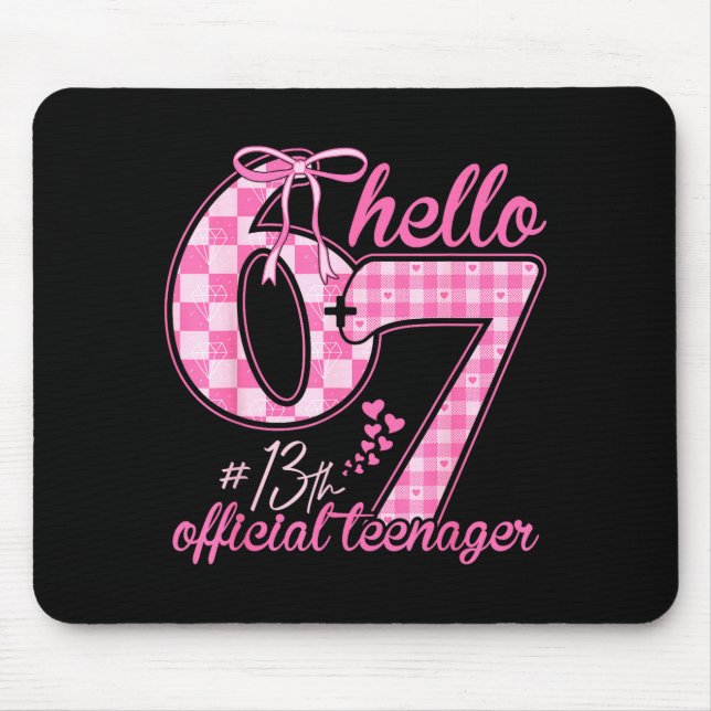 Mousepad Aniversário de 13 anos de adolescente laço coquete (Frente)
