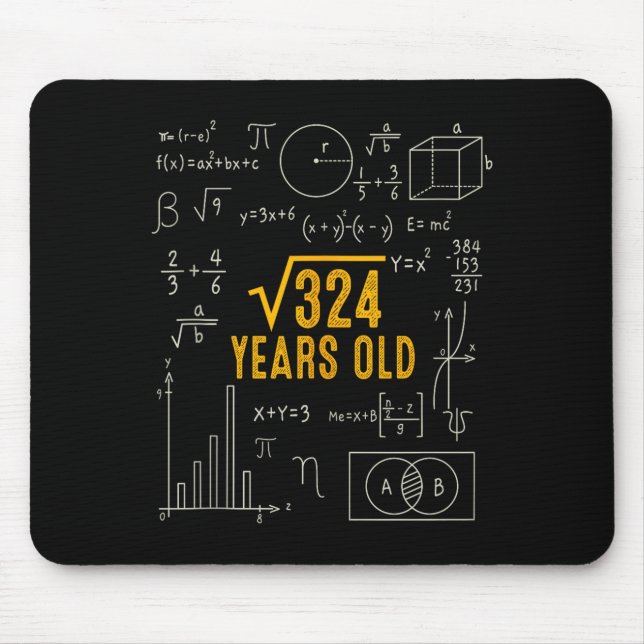 Mousepad Aniversário de 18 anos Raiz quadrada de 324 Ama Ma (Frente)