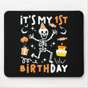 Mousepad aniversário de 1 ano crianças esqueleto engraçado 