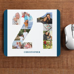 Mousepad Aniversário de 21 anos de Colagem de Fotos Número<br><div class="desc">Crie seu próprio mouse personalizado para um presente de aniversário de 21 anos único. A colagem de fotos número 21 está em um fundo branco com bordas azuis marinhas inteligentes. O design inclui até 10 fotografias diferentes - em diferentes formas e tamanhos - para lhe dar a flexibilidade suficiente para...</div>