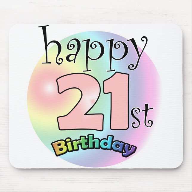 Mousepad Aniversário de 21 anos Feliz (roze) (Frente)