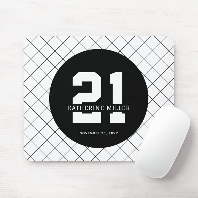 Mousepad Aniversário de 21 anos personalizado moderno e ele (Com mouse)