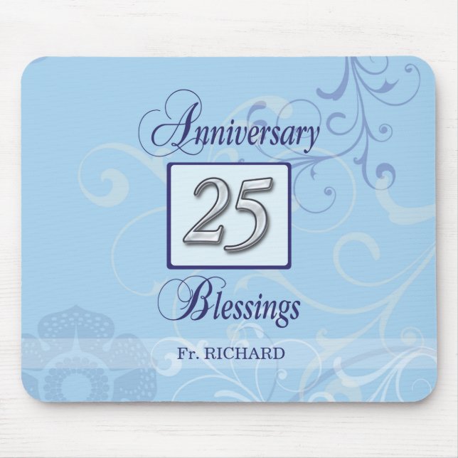 Mousepad Aniversário de 25 em Azul e Prata (Frente)