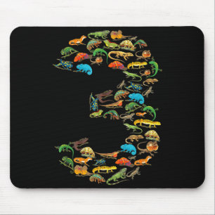 Mousepad aniversário de 3 anos répteis lagartos aniversário