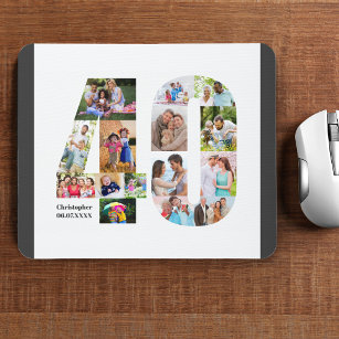 Mousepad Aniversário de 40 anos de Colagem de Fotos Número 