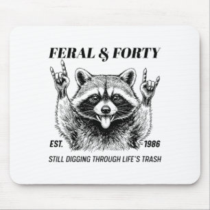 Mousepad Aniversário de 40 anos engraçado Est 1986 Feral &