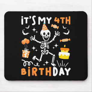 Mousepad aniversário de 4 anos crianças esqueleto engraçado