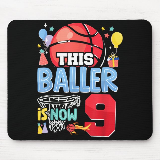 Mousepad Aniversário de 9 anos do Basquete Este Basquetebol (Frente)