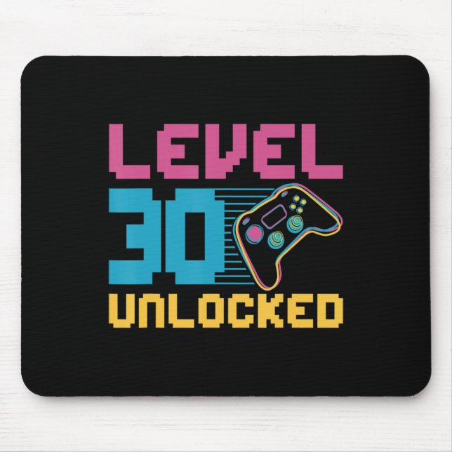 Mousepad Aniversário de jogos desbloqueados do nível 30 (Frente)