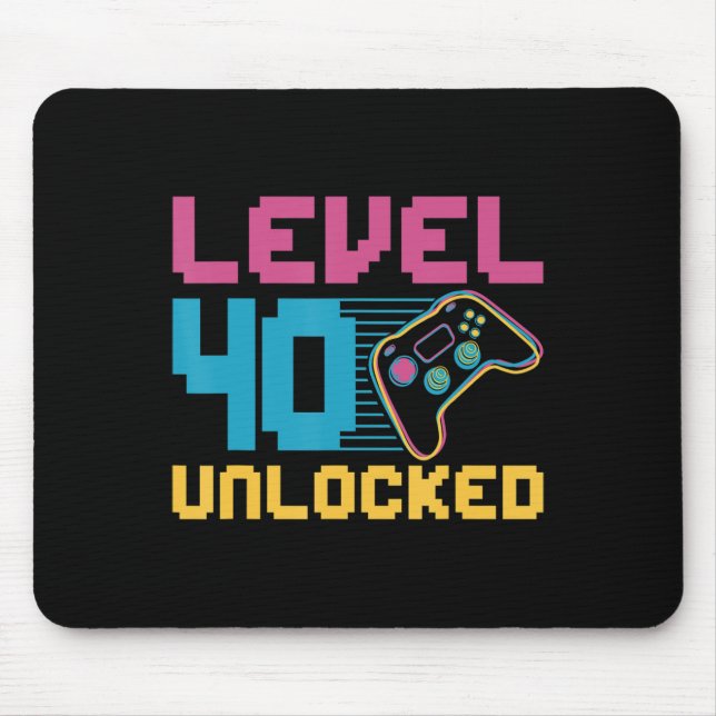 Mousepad Aniversário de jogos desbloqueados do nível 40 (Frente)