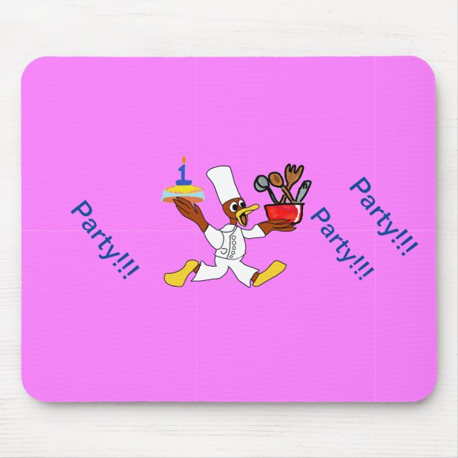 Mousepad Aniversário do Pato Chef Rosa  (Frente)
