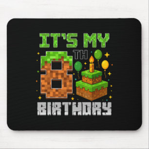Mousepad Aniversário É o meu 8º Aniversário Gamer Pixel Boy