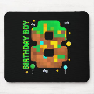 Mousepad Aniversário Engraçado de 8 anos Jogo Pixel Menino 