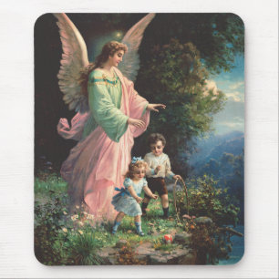 Mousepad Anjo da guarda protegendo crianças perto de uma sa