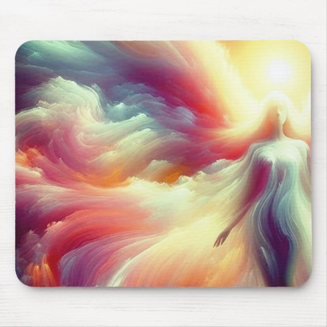Mousepad Anjo Disfarçado nas Nuvens em uma Área de Trabalho (Frente)