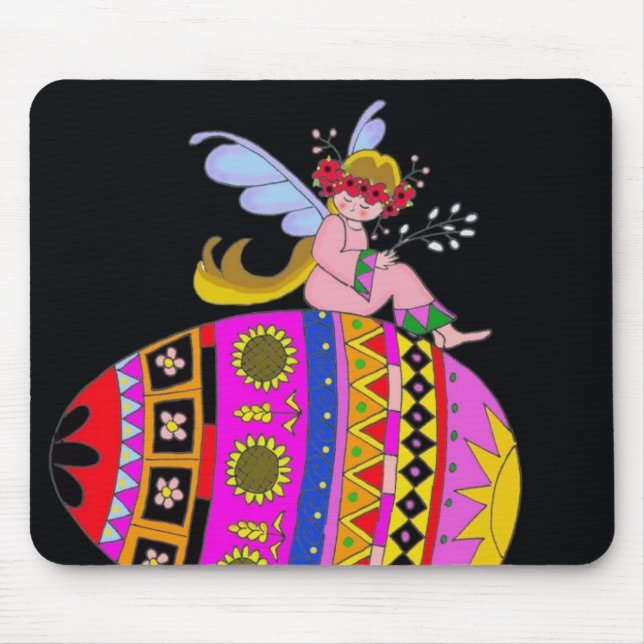 Mousepad Anjo e um Pysanka, arte popular ucraniana (Frente)