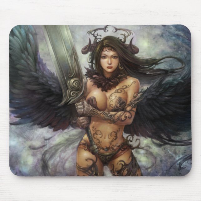 Mousepad Anjo escuro "Sunilda" de Azmodeus, tapete do rato (Frente)