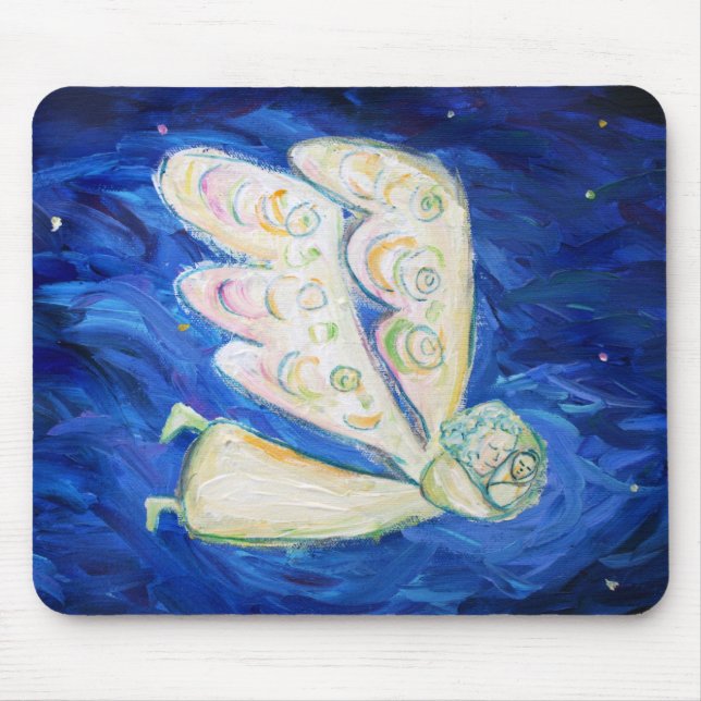 Mousepad Anjo Guardião Branco com Bocal-Bebê Dormindo (Frente)
