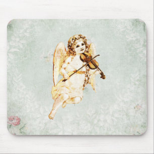 Mousepad Anjo que joga um violino no fundo do papel do