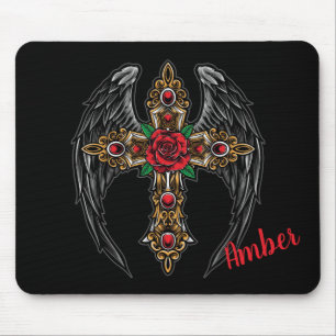 Mousepad Anjo Wings, Cruz e Rosas
