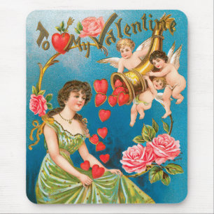 Mousepad Anjos do dia dos namorados do Victorian do vintage