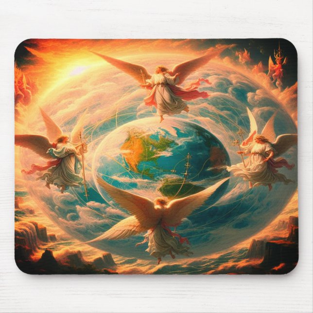 Mousepad Anjos No Computador Norte Sul Leste Oeste (Frente)