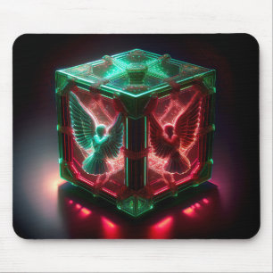 Mousepad Anjos Vermelhos e Verdes Vigilam Caixa de Luz Metá