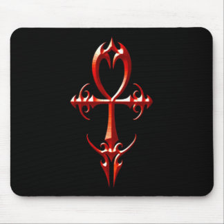 Mousepad Ankh gótico, vermelho e preto