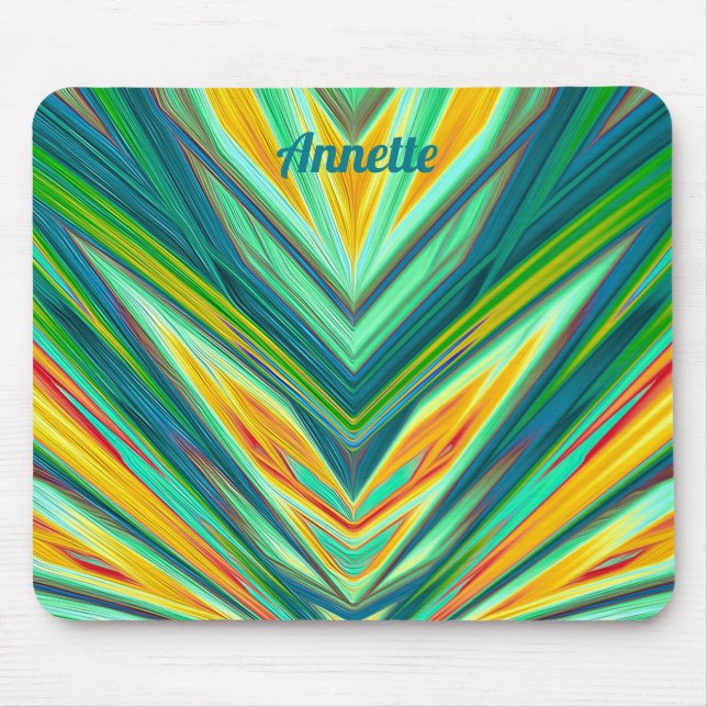 Mousepad ANNETTE ~ Padrão Fractal Verde Amarelo Vermelho La (Frente)